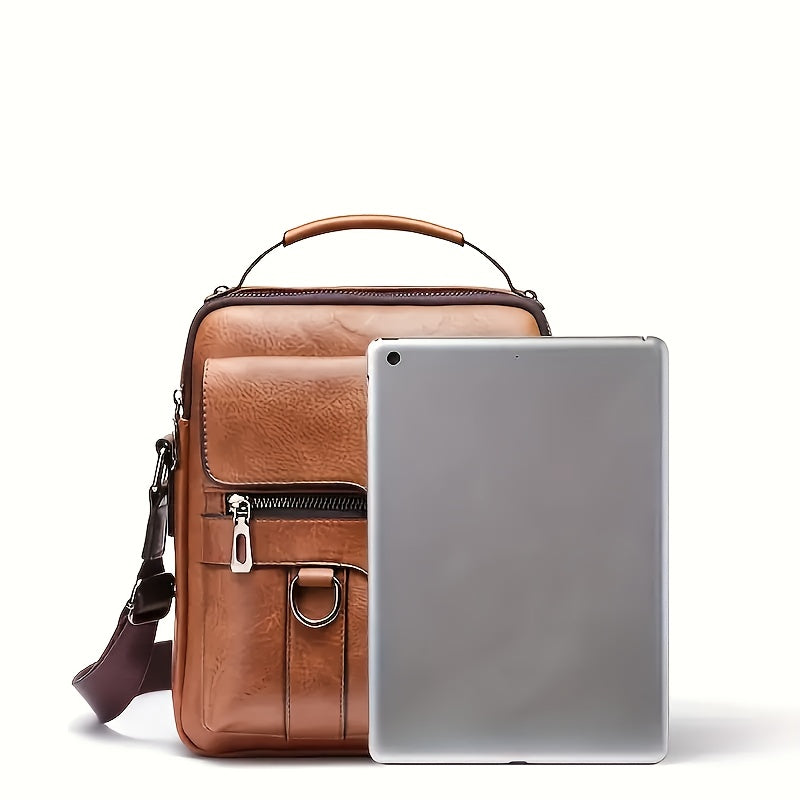 WEIXIER Plus Size New Shoulder Messenger Bag, Capable of Accommodating an 11-Inch Tablet, Men'S Vertical Handheld Business Bag Made of Retro, Casual Bag for Men Featuring Multiple Card Slots, Suitable for Daily Commuting for