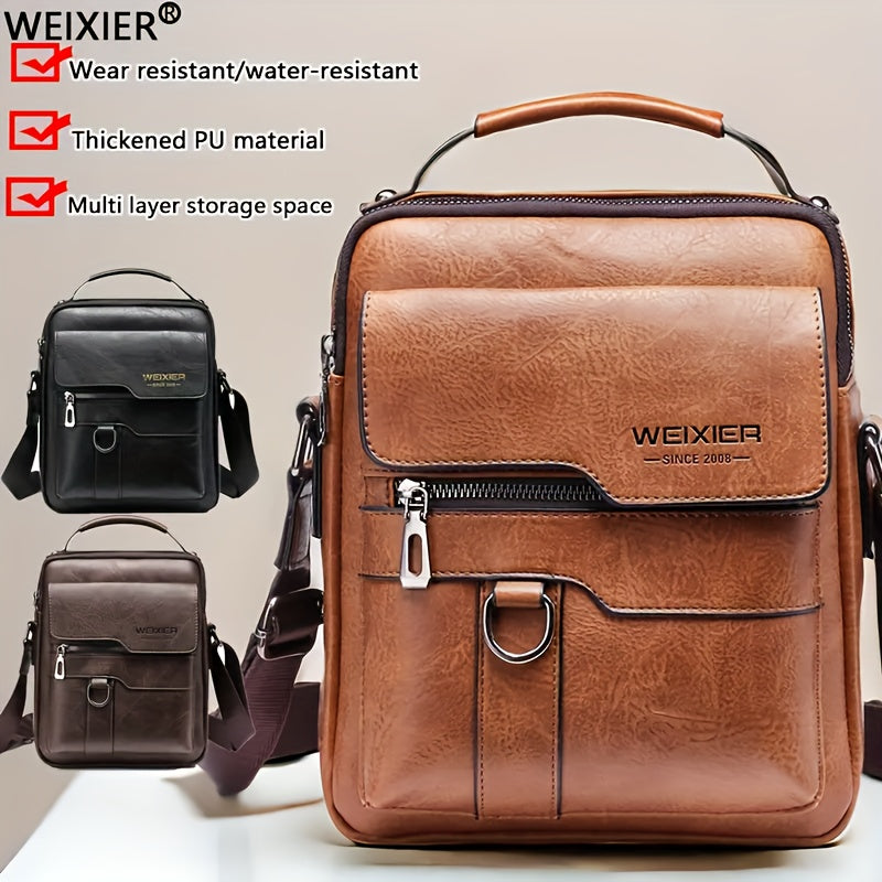 WEIXIER Plus Size New Shoulder Messenger Bag, Capable of Accommodating an 11-Inch Tablet, Men'S Vertical Handheld Business Bag Made of Retro, Casual Bag for Men Featuring Multiple Card Slots, Suitable for Daily Commuting for