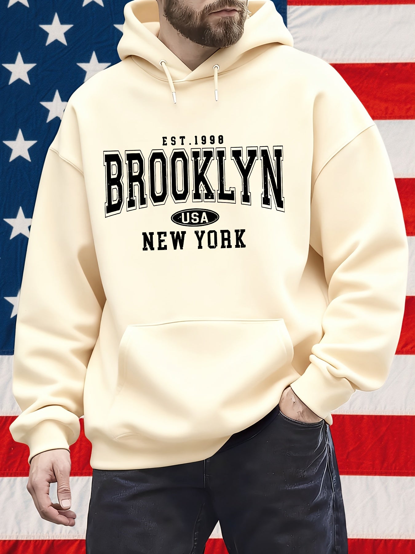 Men's Hooded Sweatshirt With Kangaroo Pocket For Casual Wear