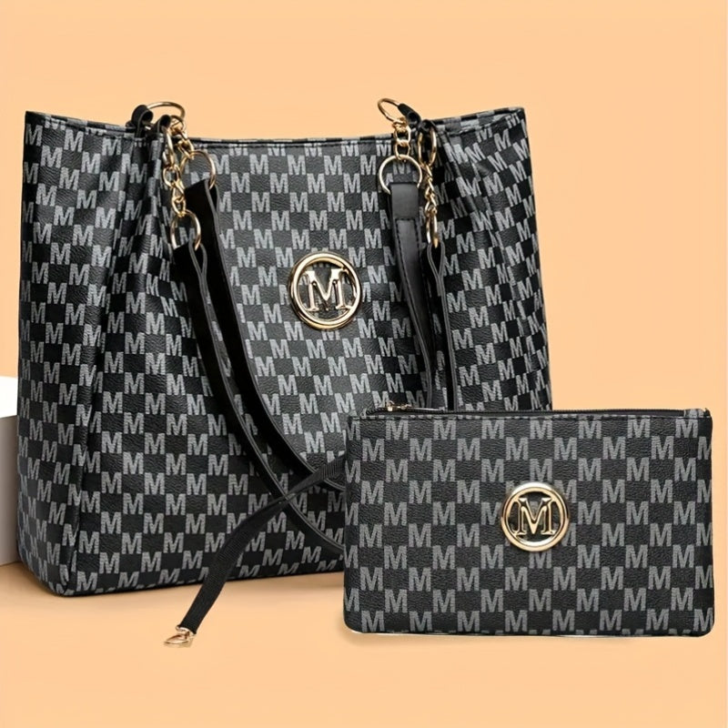 A Stylish New Shoulder Tote Bag for Women Featuring an 'M' Emblem, Spacious Enough for Short Trips And Daily Use, Perfect As a Gift, Travel Shoulder Bag, Everyday Tote, Handbag, Elegant Design, And Minimalist Style