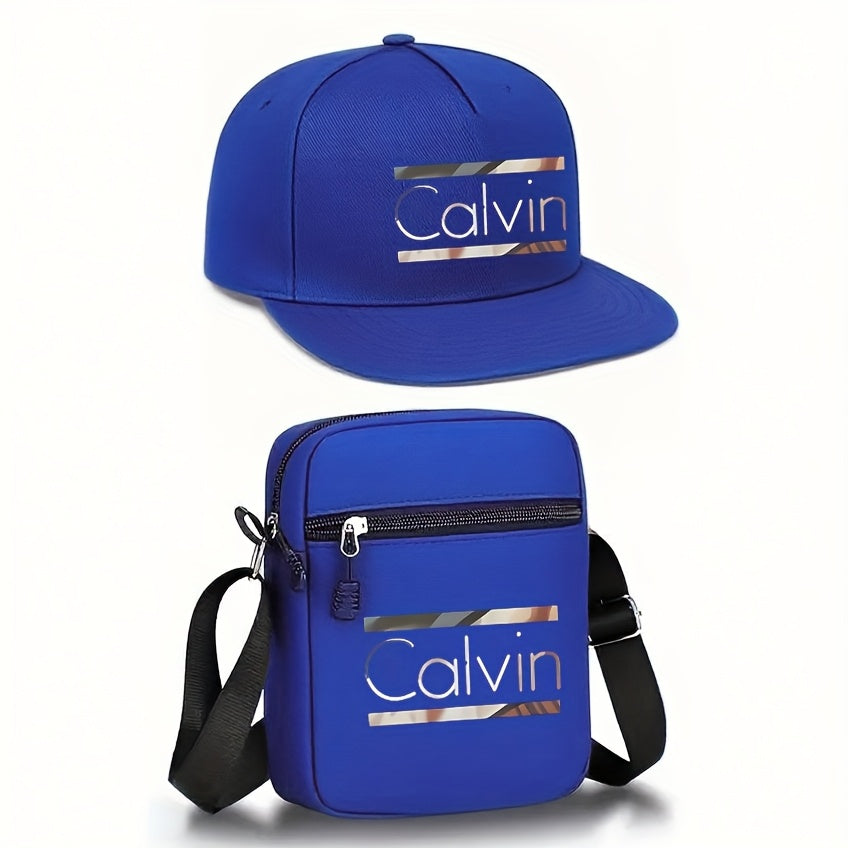 Set of 2 Trendy Caps with Letter Prints And a Messenger Bag, Perfect for Street Style And Outdoor Sports. This Adjustable Flat-Brimmed Baseball Cap And Bag Make a Great Gift for Yourself Or Your Friends