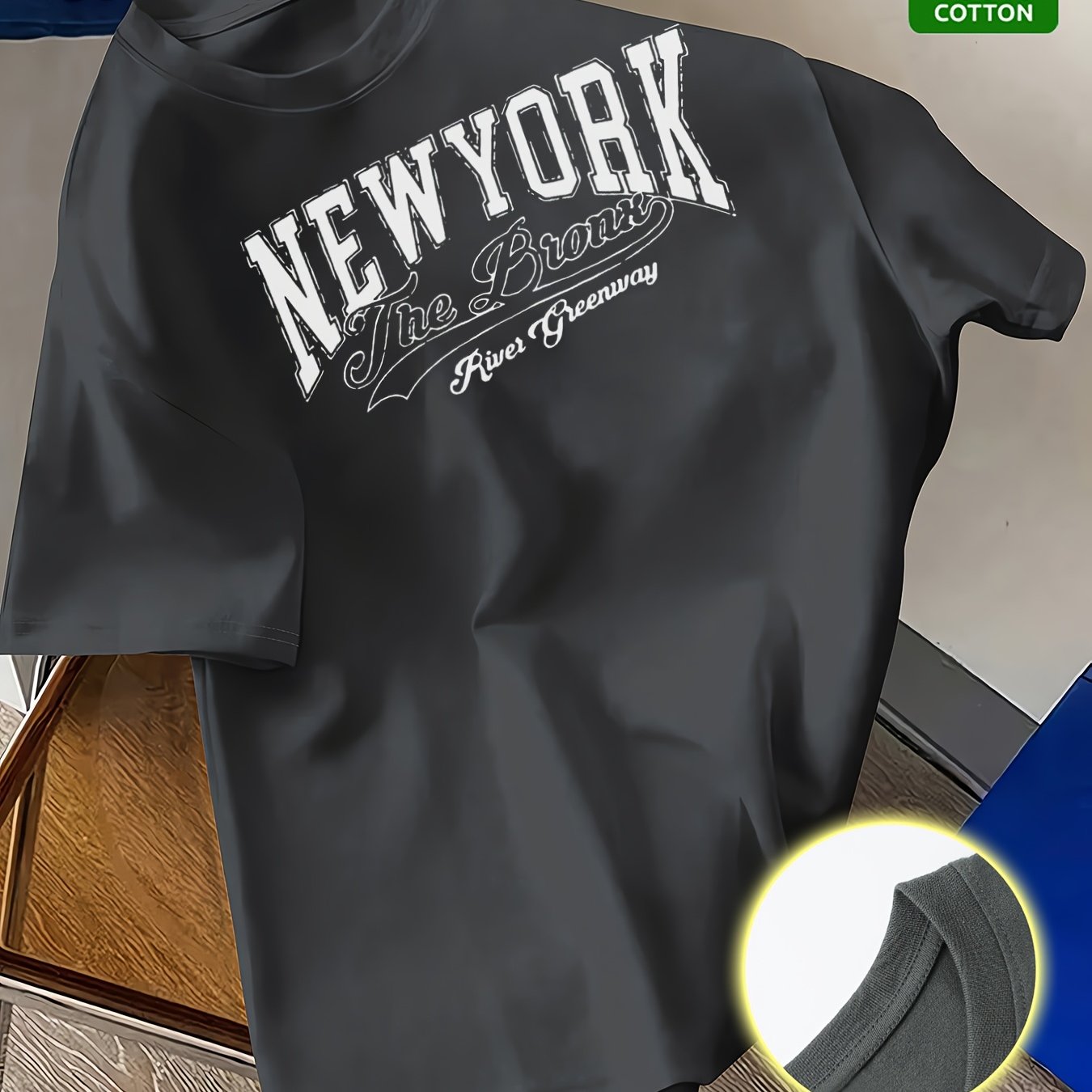 Summer Trend Men'S Pure Cotton T-Shirt, New York Casual Front Pattern Printing, Outdoor Wear Men'S Fashion Pure Cotton T-Shirt