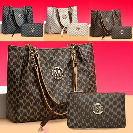 A Stylish New Shoulder Tote Bag for Women Featuring an 'M' Emblem, Spacious Enough for Short Trips And Daily Use, Perfect As a Gift, Travel Shoulder Bag, Everyday Tote, Handbag, Elegant Design, And Minimalist Style