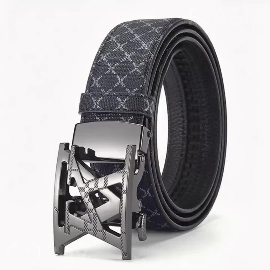 2pcs Unisex Luxury Automatic Buckle Belt | Luxurious Solid Color Alloy Buckle, Outstanding Texture, Wrinkle Resistant and Durable, Adjustable, Suitable for Business, Formal, Weddings, Casual Wear, Ideal Gift for Husbands and