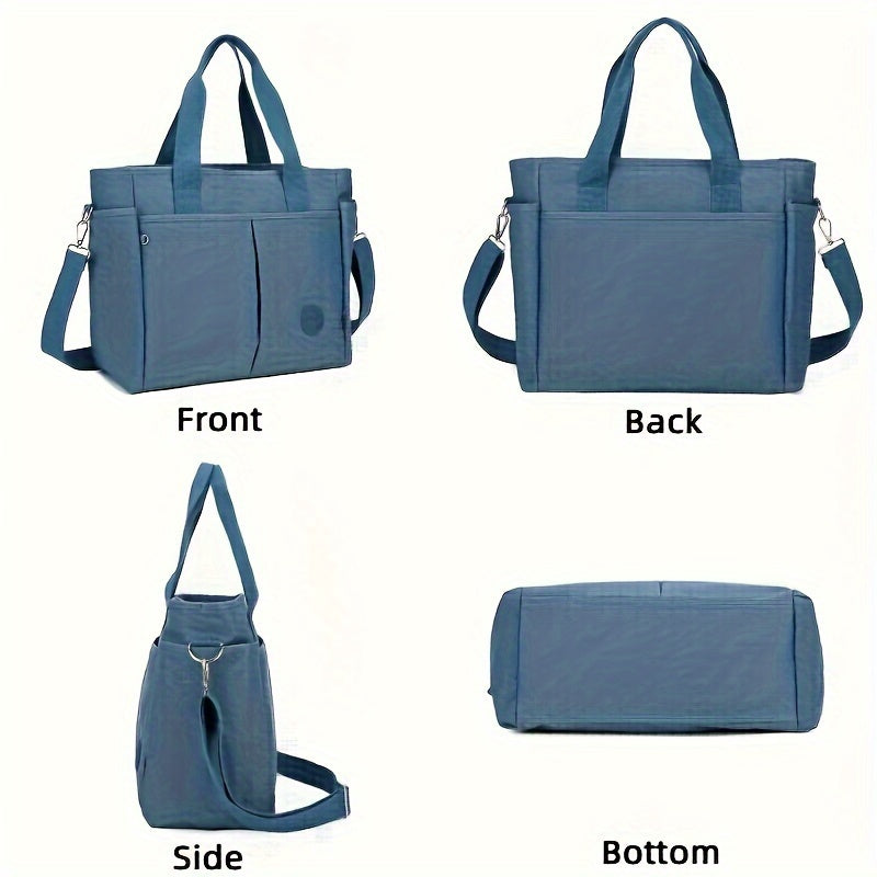 Large Capacity Tote Bag, Zipper Closure, Shoulder Handbag For Women