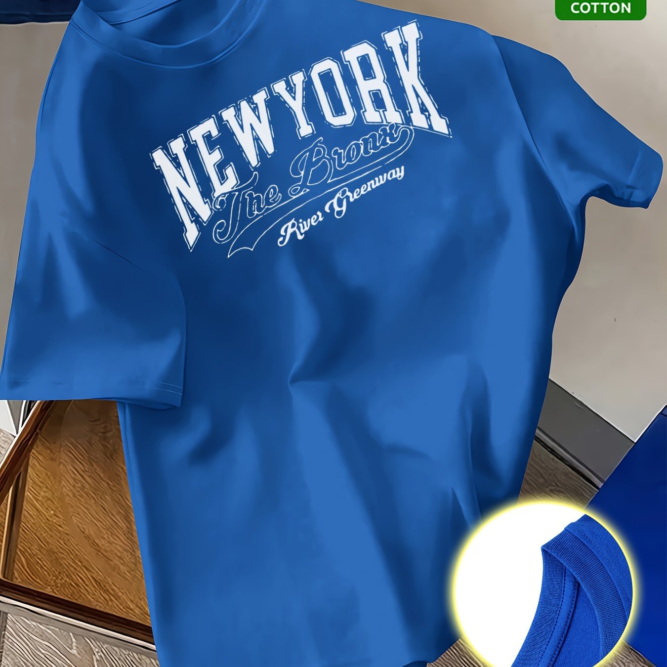 Summer Trend Men'S Pure Cotton T-Shirt, New York Casual Front Pattern Printing, Outdoor Wear Men'S Fashion Pure Cotton T-Shirt
