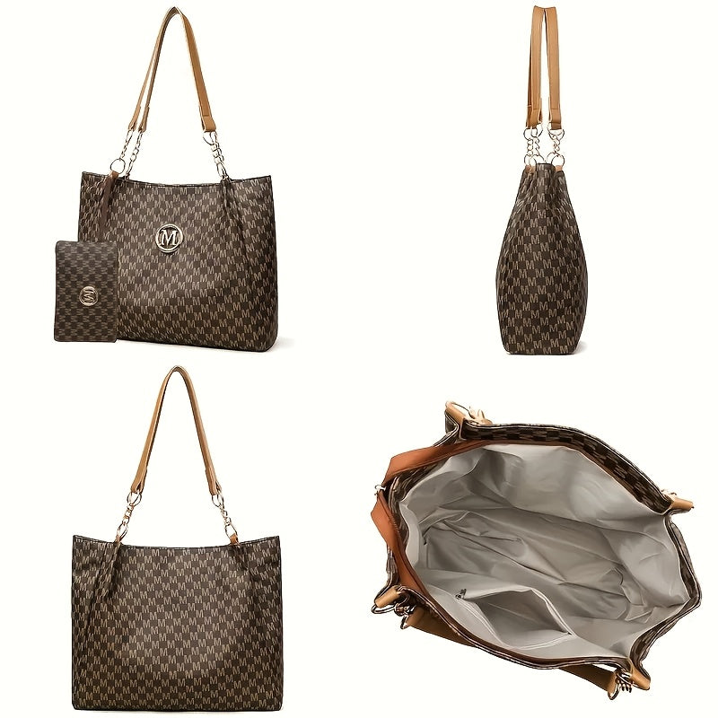 A Stylish New Shoulder Tote Bag for Women Featuring an 'M' Emblem, Spacious Enough for Short Trips And Daily Use, Perfect As a Gift, Travel Shoulder Bag, Everyday Tote, Handbag, Elegant Design, And Minimalist Style