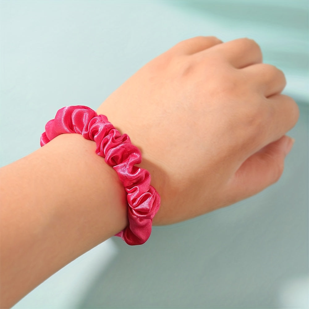 50 Satin Scrunchies | Elegant Hair Ties, Soft & Vibrant Colors, Mixed Color Set for Christmas