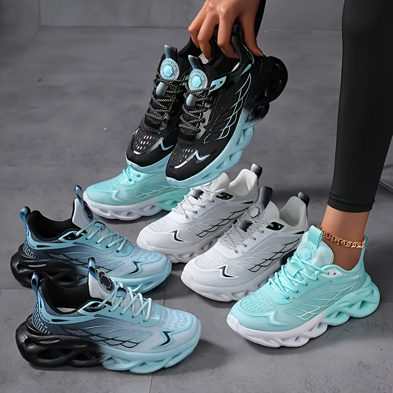 Women's Breathable Mesh Sneakers Shock-Absorbing Running Shoes with Non-Slip Phylon Sole, Low-Top Lace-Up Athletic Footwear for Gym,, Walking - - Casual Shoes (European 36-46/US 6-13) | Striped Sporty & Cushioned, Women Shoes