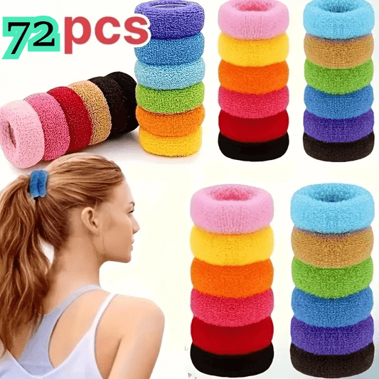 72pcs in 6 Bags of Stylish And Charming Candy-Colored Hair Loops, Designed for Thick Hair Without Causing Damage Or Tangling, Perfect for High Ponytail Styling