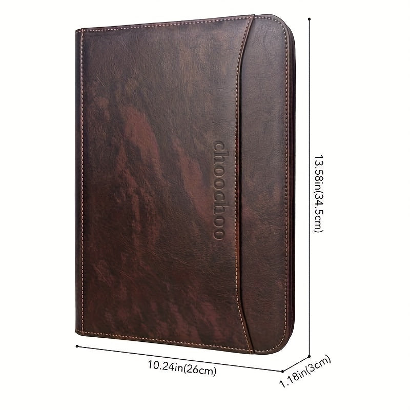 Zippered Business Organizer with 12.9" Tablet Sleeve And 7" Phone Pocket, Dark Brown Resume File Folder for Men And Women, Document Storage | Stylish Design| Secure Zipper Closure, Gift, Christmas