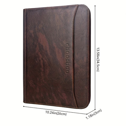 Zippered Business Organizer with 12.9" Tablet Sleeve And 7" Phone Pocket, Dark Brown Resume File Folder for Men And Women, Document Storage | Stylish Design| Secure Zipper Closure, Gift, Christmas