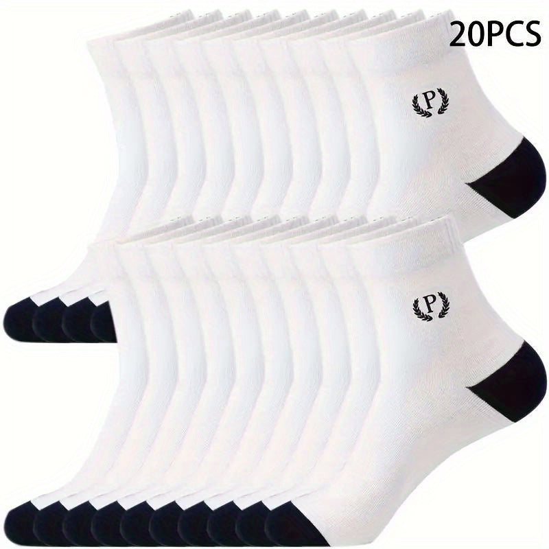 20/50 Pairs of Men's Mid-Calf Socks, Breathable and Sweat Absorbent, Trendy Sports Long Socks