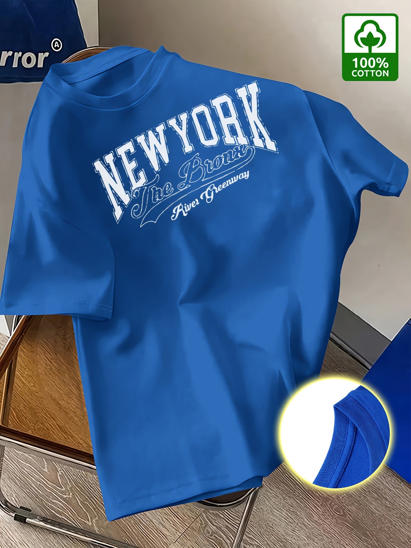 Summer Trend Men'S Pure Cotton T-Shirt, New York Casual Front Pattern Printing, Outdoor Wear Men'S Fashion Pure Cotton T-Shirt