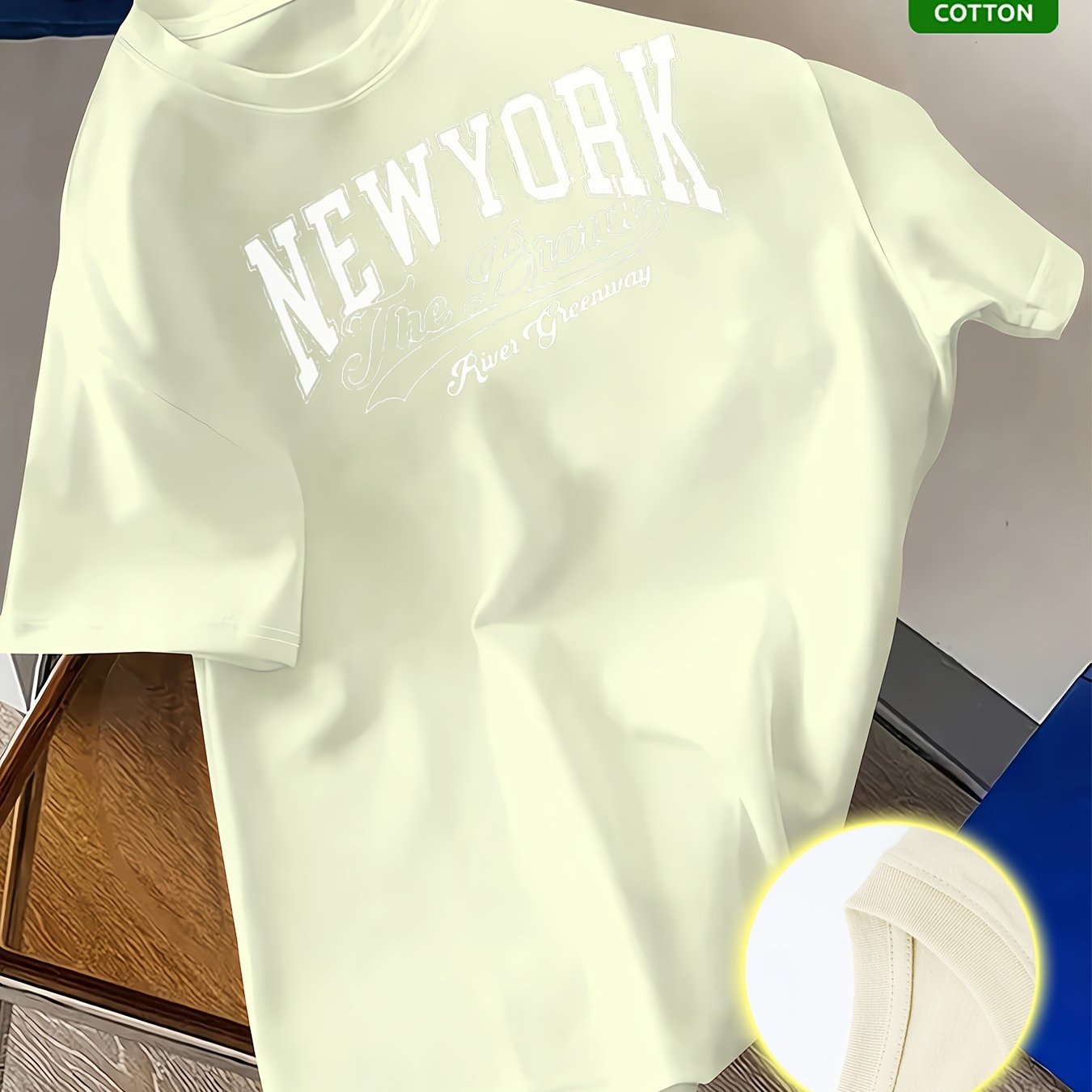 Summer Trend Men'S Pure Cotton T-Shirt, New York Casual Front Pattern Printing, Outdoor Wear Men'S Fashion Pure Cotton T-Shirt
