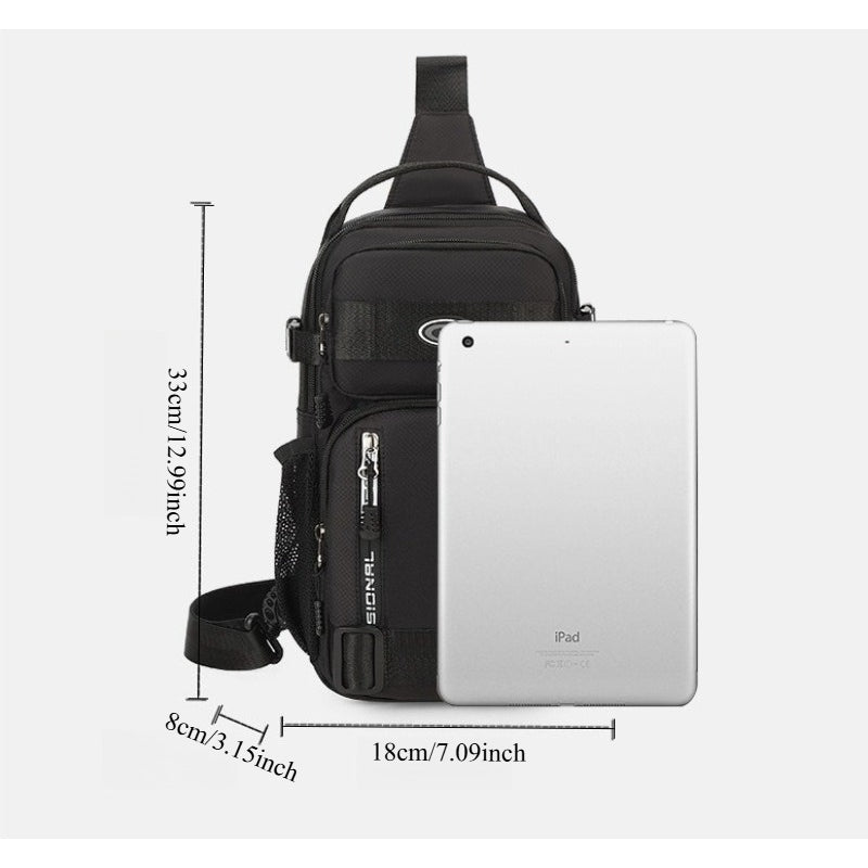 Unisex Anti-Theft Crossbody Backpack - Lightweight Multi-Purpose Chest Bag with 5-Zipper Compartments, Golden-Tone Hardware & Padded Strap, Compact Travel Backpack for Men & Women, Casual Everyday Use, Sports, Business & Outd