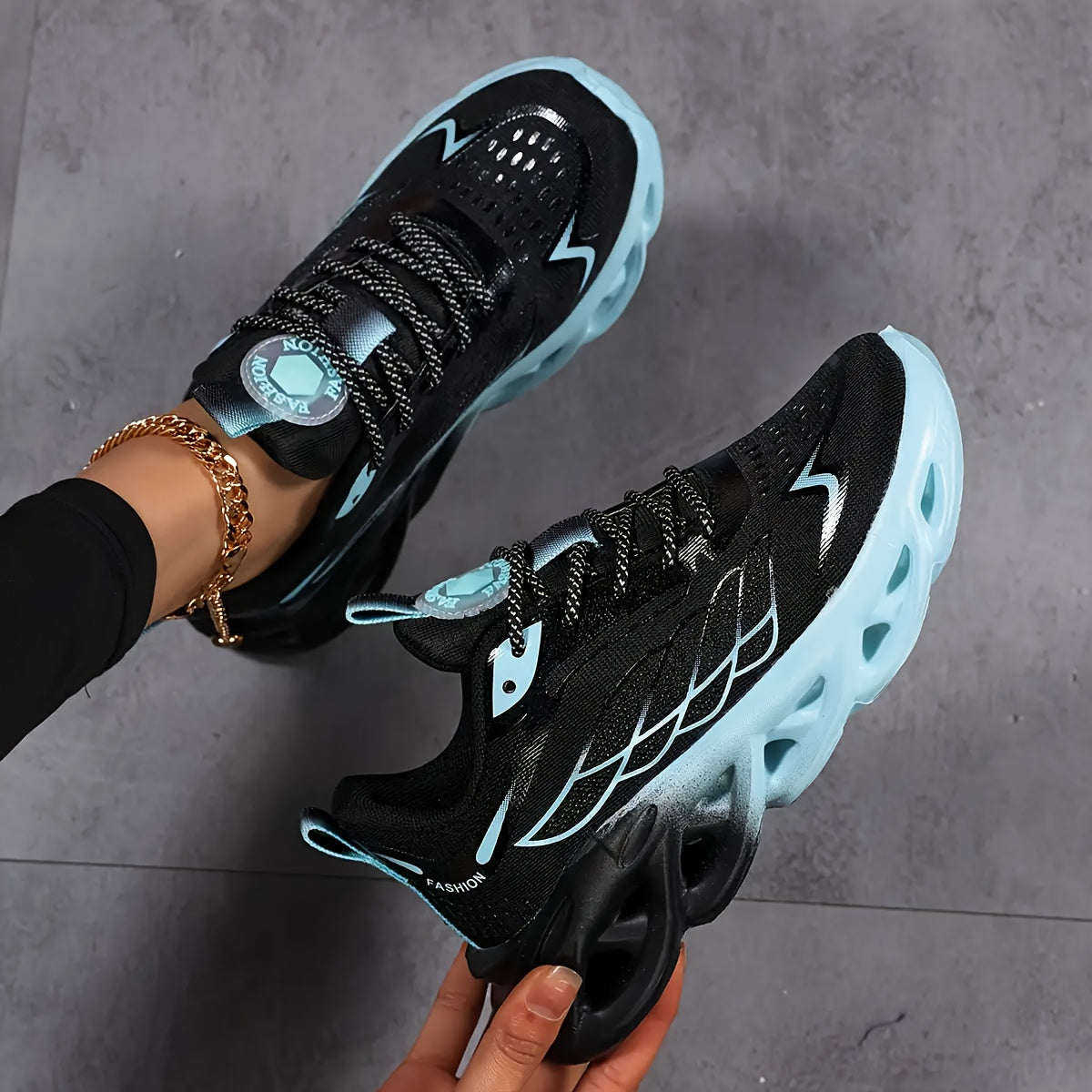 Women's Breathable Mesh Sneakers Shock-Absorbing Running Shoes with Non-Slip Phylon Sole, Low-Top Lace-Up Athletic Footwear for Gym,, Walking - - Casual Shoes (European 36-46/US 6-13) | Striped Sporty & Cushioned, Women Shoes