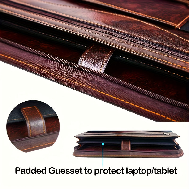 Zippered Business Organizer with 12.9" Tablet Sleeve And 7" Phone Pocket, Dark Brown Resume File Folder for Men And Women, Document Storage | Stylish Design| Secure Zipper Closure, Gift, Christmas