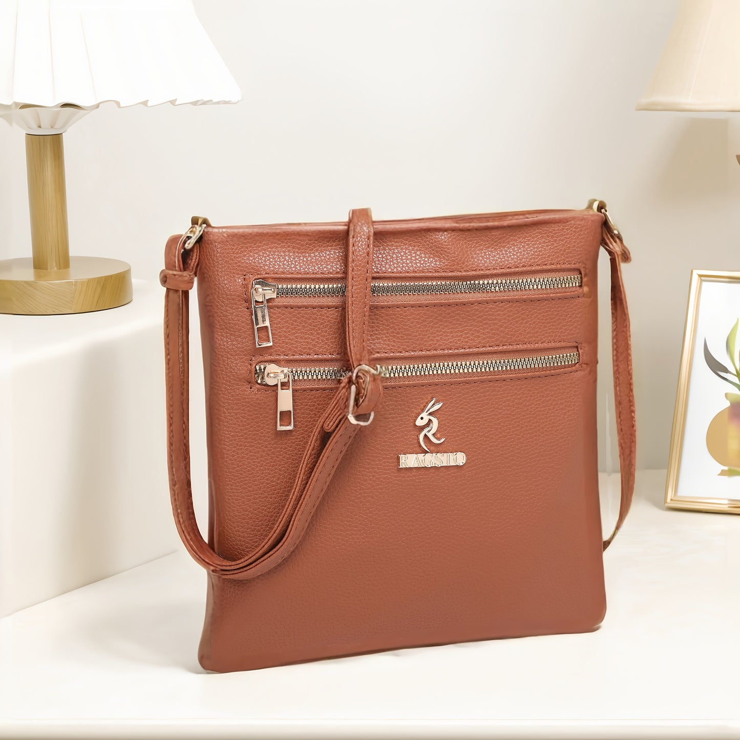 TEPILTE Retro Casual Geometric Print Women'S Crossbody Bag, Stylish And Versatile Medium Shoulder Bag/Wallet, Lightweight Handbag/Messenger Bag, Three-Layer Zippered Pockets, Suitable For Work, Travel And Outdoor Activities.