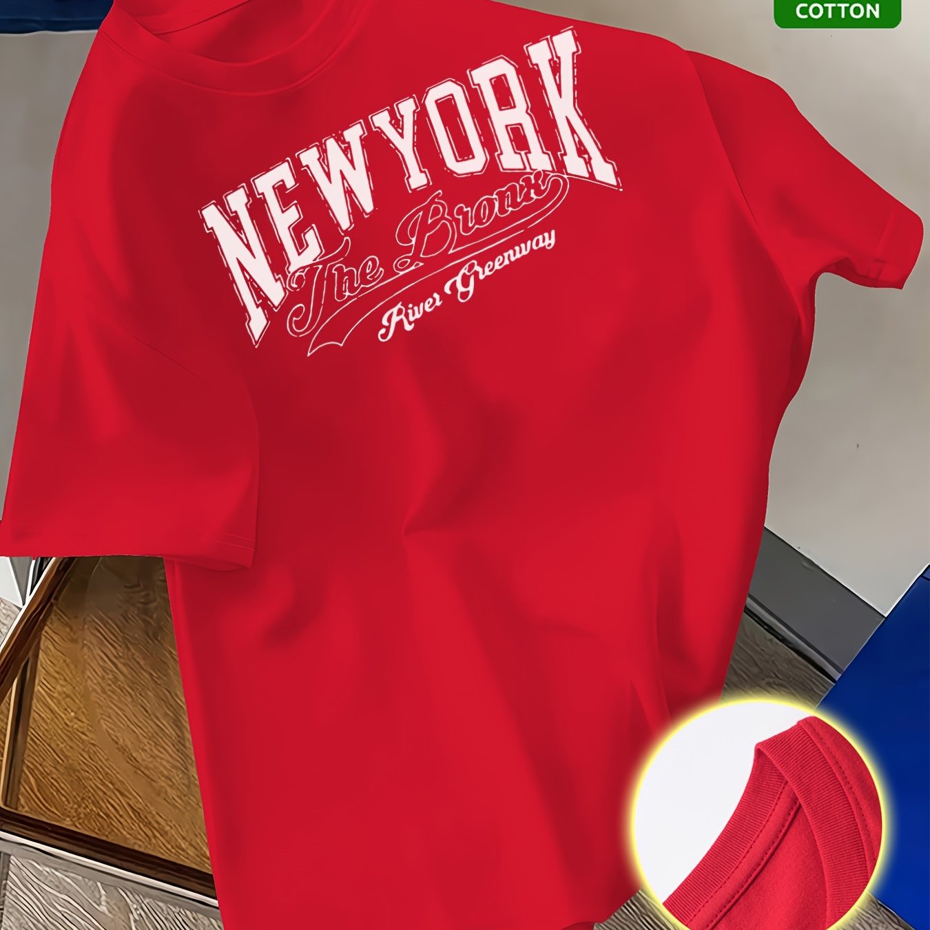 Summer Trend Men'S Pure Cotton T-Shirt, New York Casual Front Pattern Printing, Outdoor Wear Men'S Fashion Pure Cotton T-Shirt