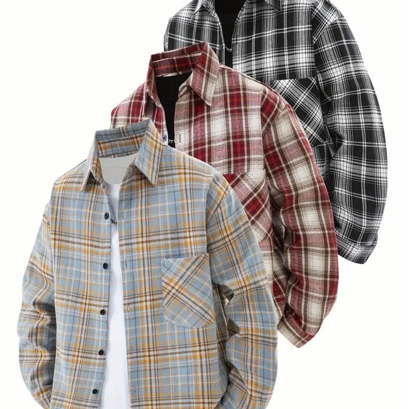 Men's Plaid Collar Shirt for Outdoor Activities and Running