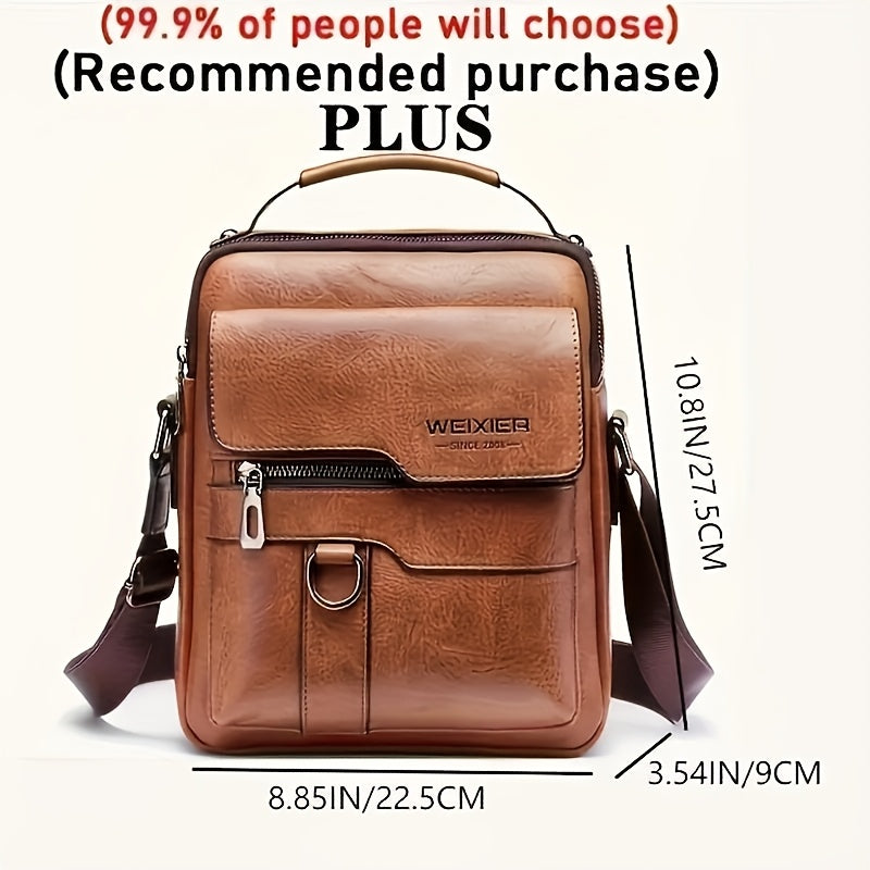 WEIXIER Plus Size New Shoulder Messenger Bag, Capable of Accommodating an 11-Inch Tablet, Men'S Vertical Handheld Business Bag Made of Retro, Casual Bag for Men Featuring Multiple Card Slots, Suitable for Daily Commuting for