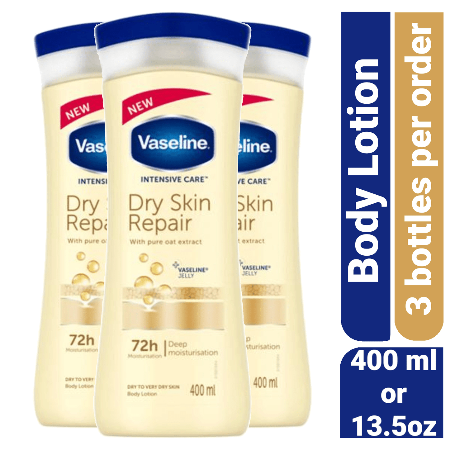 Vaseline Lotion, 3 bottles, 400ml or 13.5oz per bottle