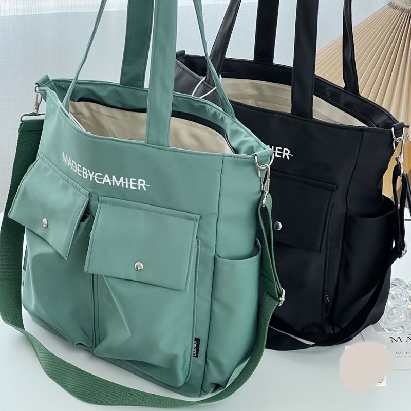 Large Capacity Heavy-Duty Nylon Tote Bag Compatible for //Travel - Multi-Pocket Handbag with Wrist Strap, Zipper Closure & Hand Washable - / Casual Professional Bag