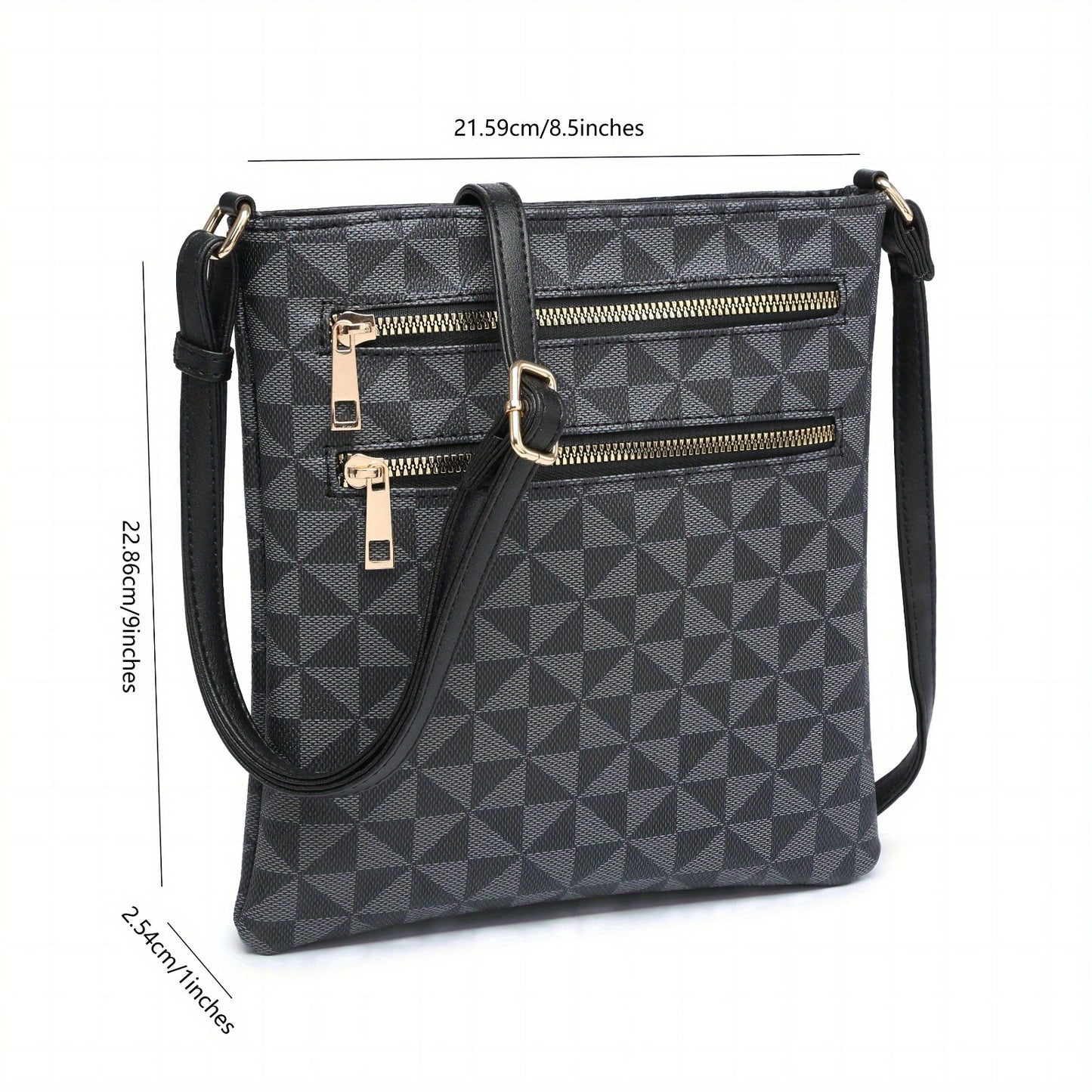 TEPILTE Retro Casual Geometric Print Women'S Crossbody Bag, Stylish And Versatile Medium Shoulder Bag/Wallet, Lightweight Handbag/Messenger Bag, Three-Layer Zippered Pockets, Suitable For Work, Travel And Outdoor Activities.