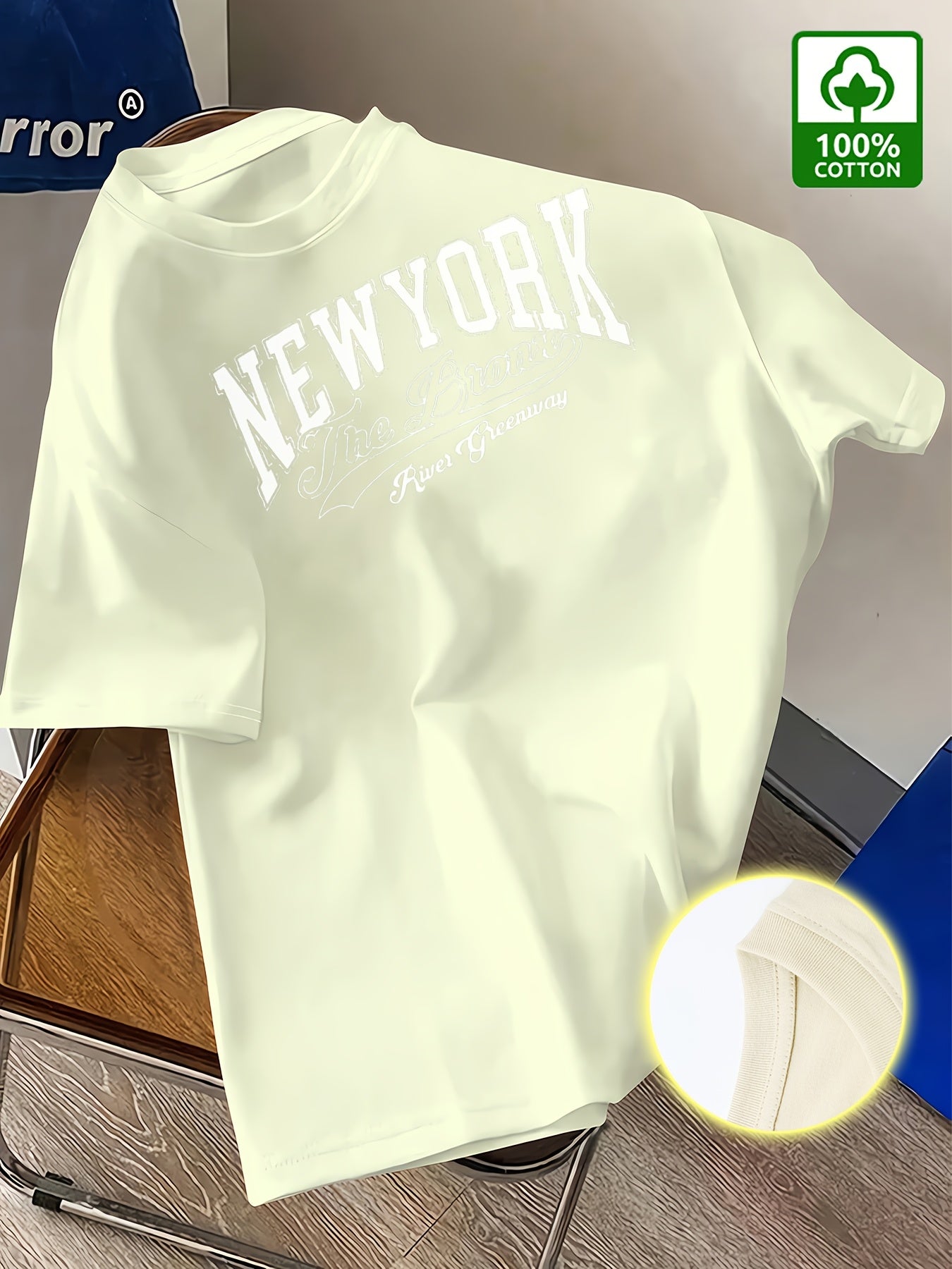 Summer Trend Men'S Pure Cotton T-Shirt, New York Casual Front Pattern Printing, Outdoor Wear Men'S Fashion Pure Cotton T-Shirt