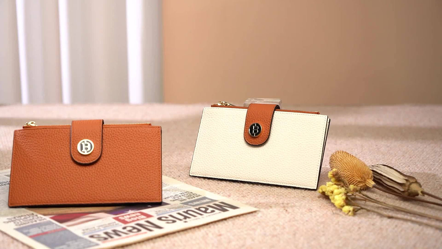 Wallets for Women RFID Blocking Slim Bofild Purse Card Holder with Zipper Pocket