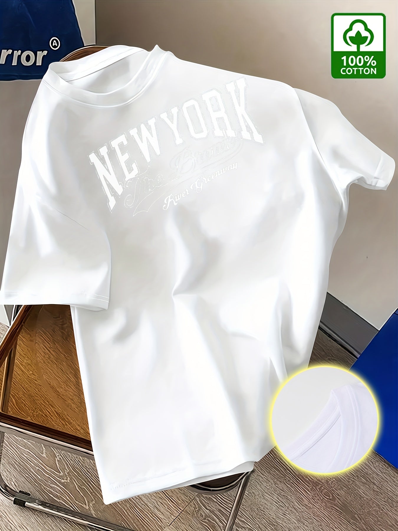 Summer Trend Men'S Pure Cotton T-Shirt, New York Casual Front Pattern Printing, Outdoor Wear Men'S Fashion Pure Cotton T-Shirt