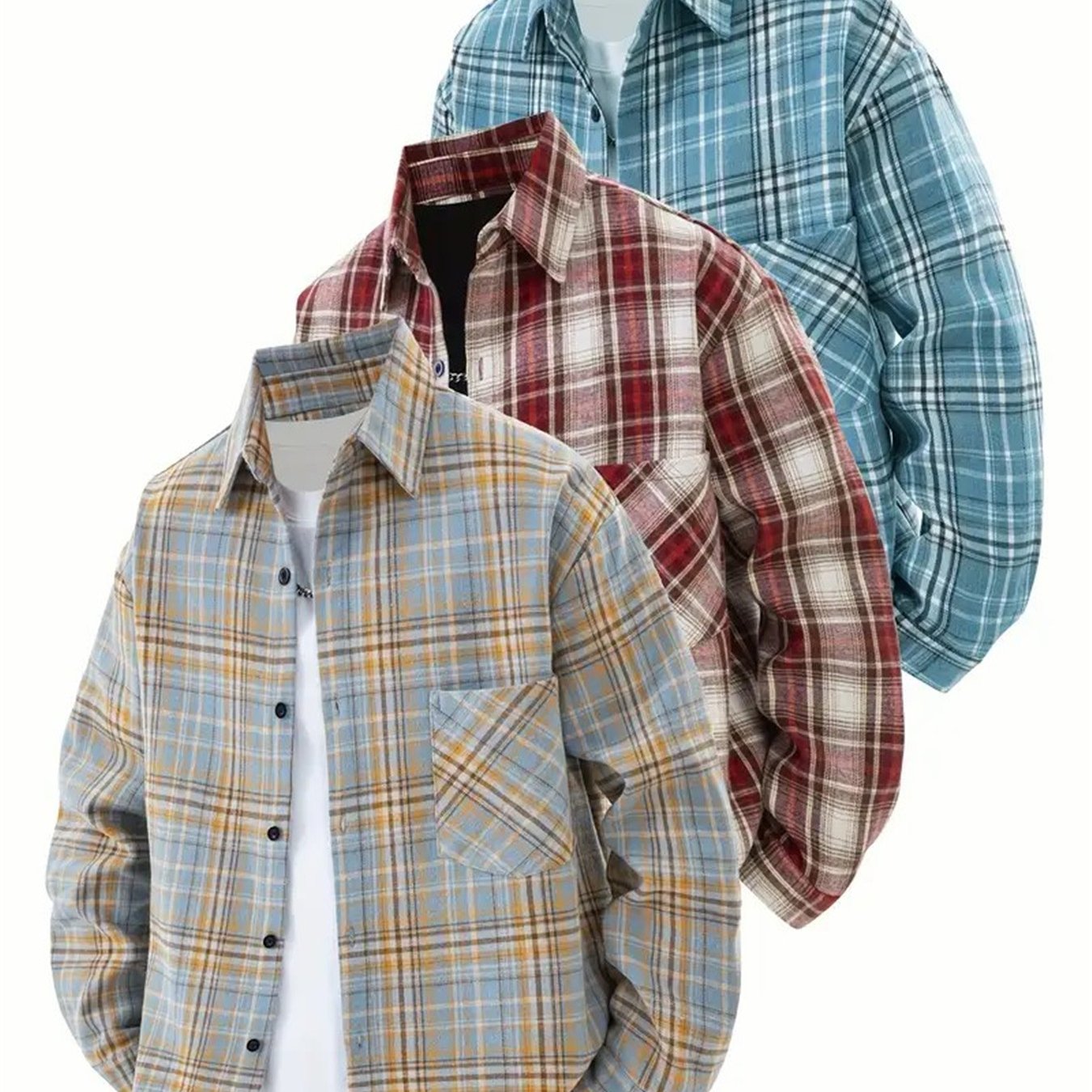 Men's Plaid Collar Shirt for Outdoor Activities and Running