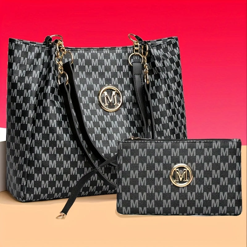 A Stylish New Shoulder Tote Bag for Women Featuring an 'M' Emblem, Spacious Enough for Short Trips And Daily Use, Perfect As a Gift, Travel Shoulder Bag, Everyday Tote, Handbag, Elegant Design, And Minimalist Style
