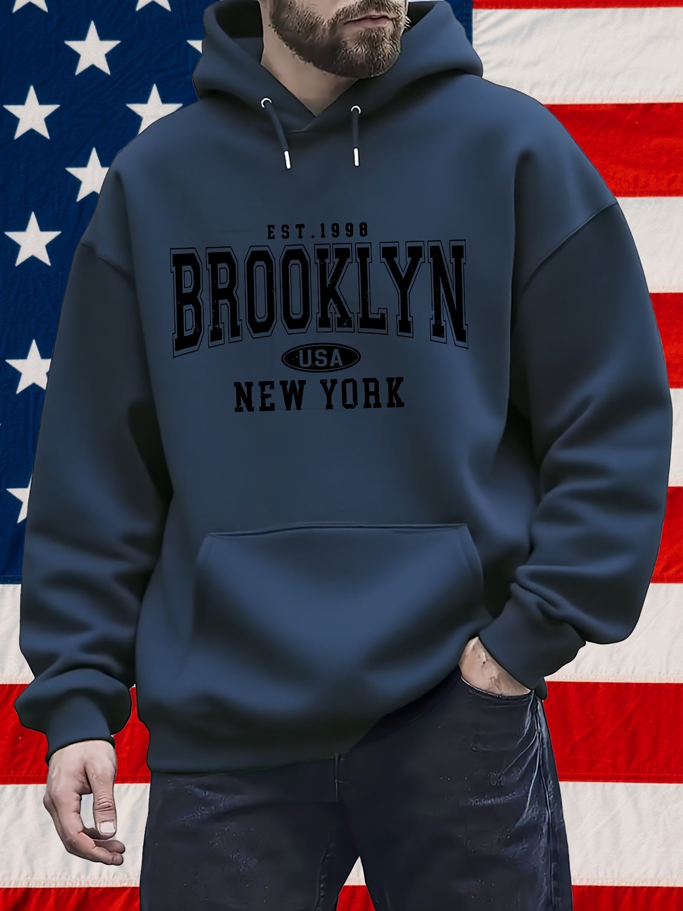 Men's Hooded Sweatshirt With Kangaroo Pocket For Casual Wear