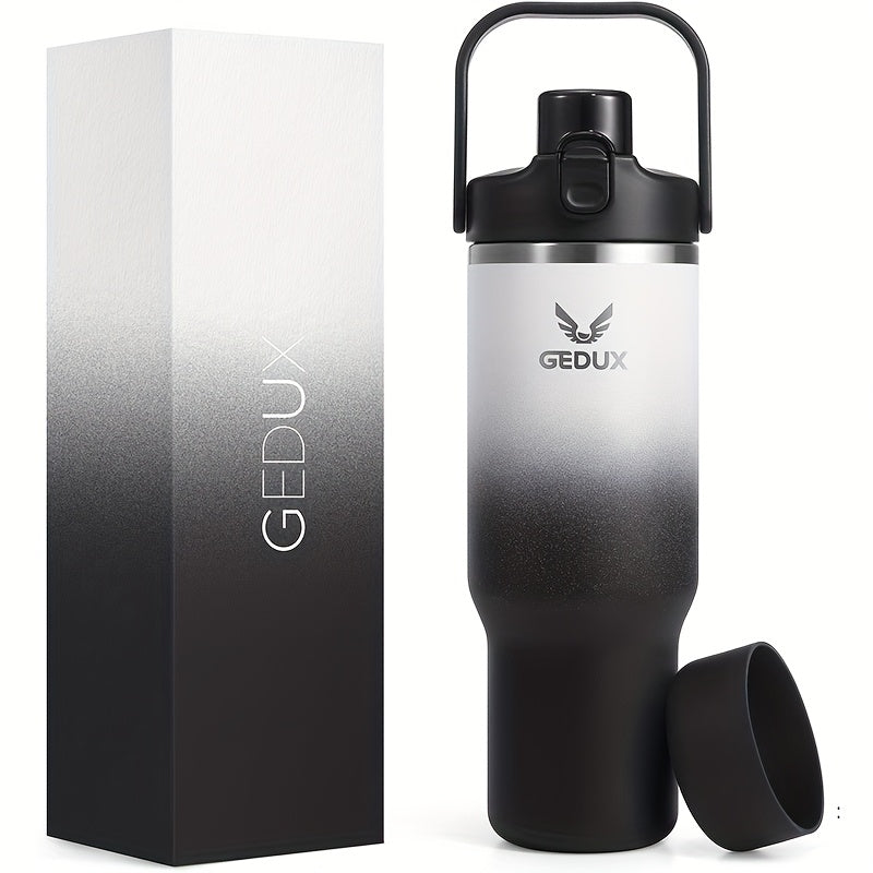 40oz (nearly 1L) Ultra Large Capacity, 304 Food Grade Stainless Steel, Leak Proof And Anti Drop Silicone Boots, Bucket Lid Suitable for Office Desk Placement, Essential for Fitness Enthusiasts, Office Workers, And Travelers!