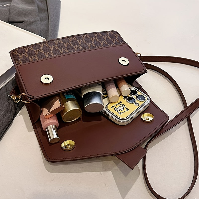Women's Elegant Shoulder Bag With Perfume Bottle, Golden "M" Letter Buckle, Retro Geometric Shoulder Purse, Small Crossbody Bag For Daily Use, Travel, Work & Shopping