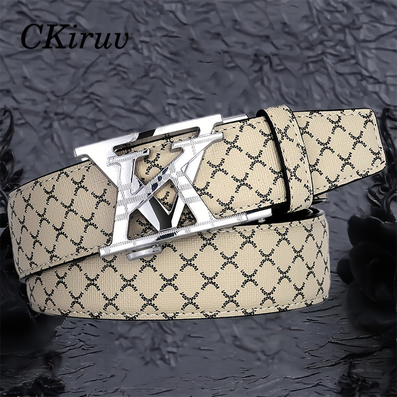 2pcs Unisex Luxury Automatic Buckle Belt | Luxurious Solid Color Alloy Buckle, Outstanding Texture, Wrinkle Resistant and Durable, Adjustable, Suitable for Business, Formal, Weddings, Casual Wear, Ideal Gift for Husbands and