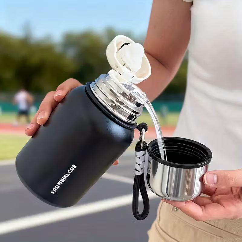 1pc Cute Student Thermos | 316 Stainless Steel, Matte Finish, Ideal for Outdoor Sports, Travel, and Home Use