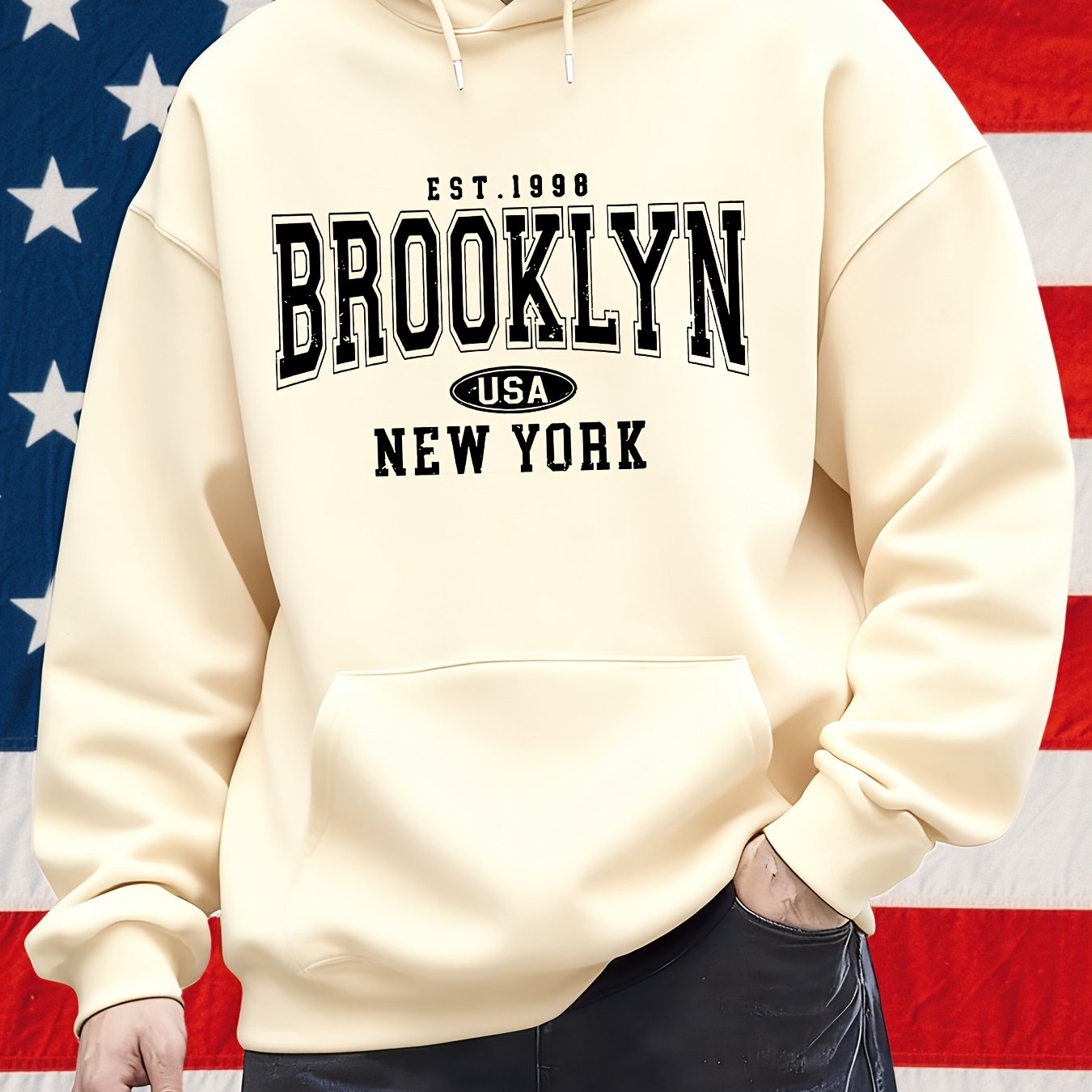 Men's Hooded Sweatshirt With Kangaroo Pocket For Casual Wear
