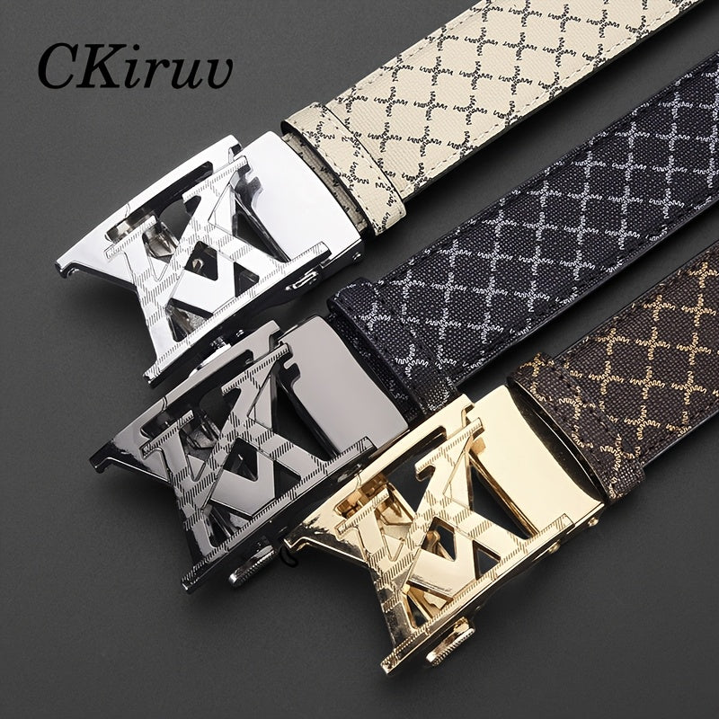2pcs Unisex Luxury Automatic Buckle Belt | Luxurious Solid Color Alloy Buckle, Outstanding Texture, Wrinkle Resistant and Durable, Adjustable, Suitable for Business, Formal, Weddings, Casual Wear, Ideal Gift for Husbands and
