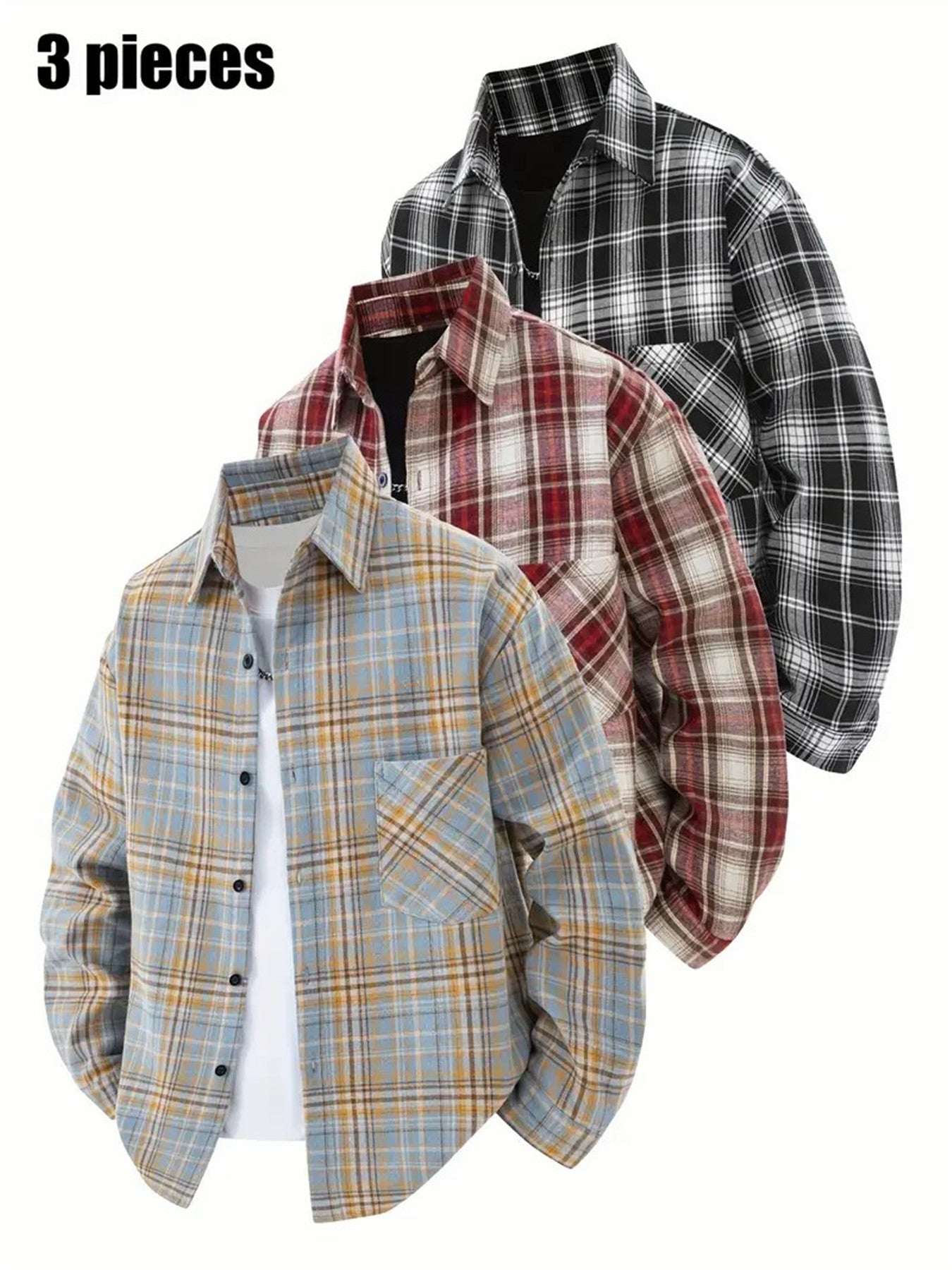 Men's Plaid Collar Shirt for Outdoor Activities and Running