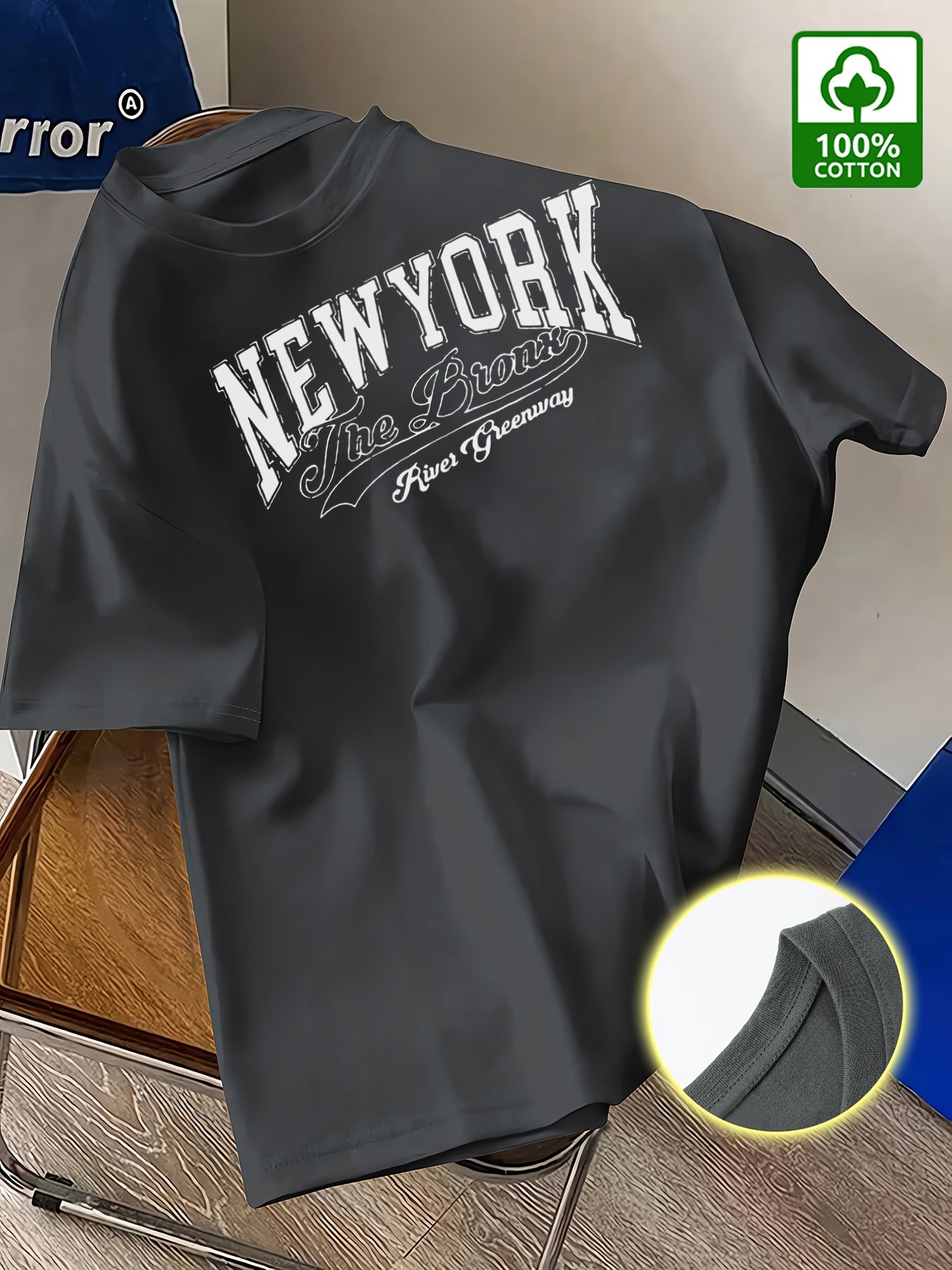 Summer Trend Men'S Pure Cotton T-Shirt, New York Casual Front Pattern Printing, Outdoor Wear Men'S Fashion Pure Cotton T-Shirt