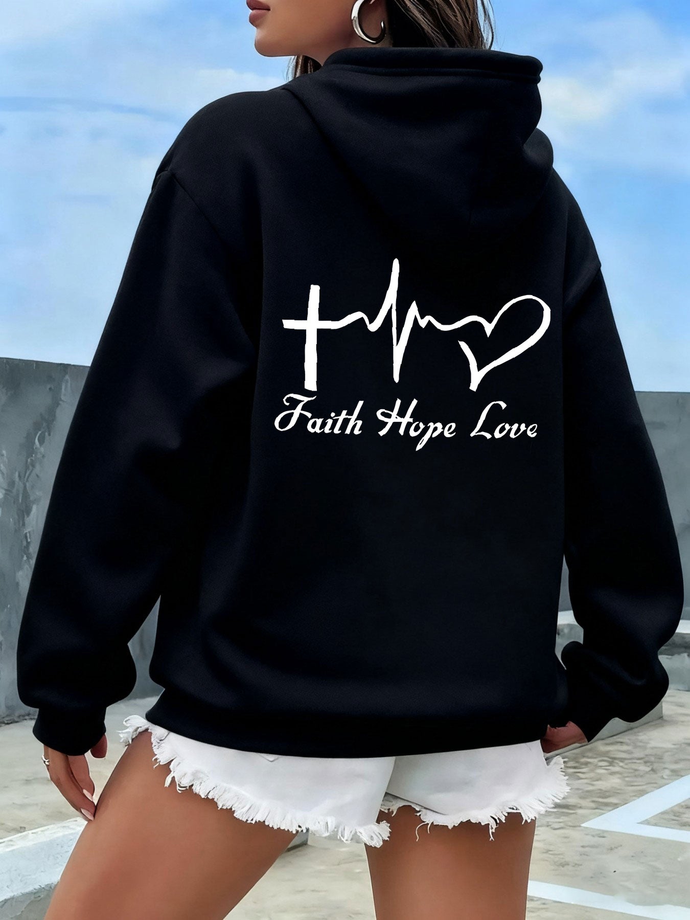 A Stylish Women'S Hoodie Featuring a Floral Letter Design, Complete with a Drawstring Hood And a Casual Yet Elegant Kangaroo Pocket. This Fleece-Lined Sweatshirt Is Perfect for Autumn And Winter, Embodying Trendy Fashion for