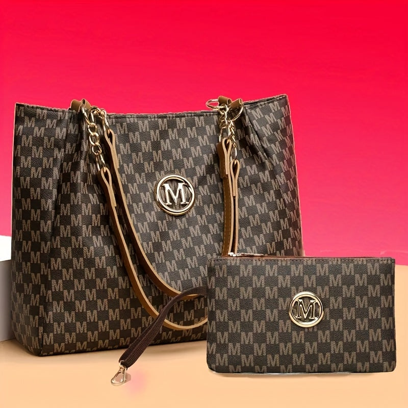 A Stylish New Shoulder Tote Bag for Women Featuring an 'M' Emblem, Spacious Enough for Short Trips And Daily Use, Perfect As a Gift, Travel Shoulder Bag, Everyday Tote, Handbag, Elegant Design, And Minimalist Style