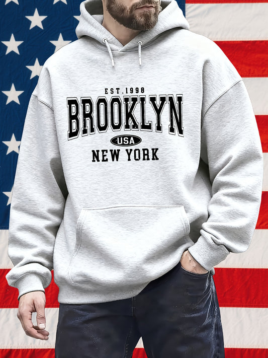 Men's Hooded Sweatshirt With Kangaroo Pocket For Casual Wear