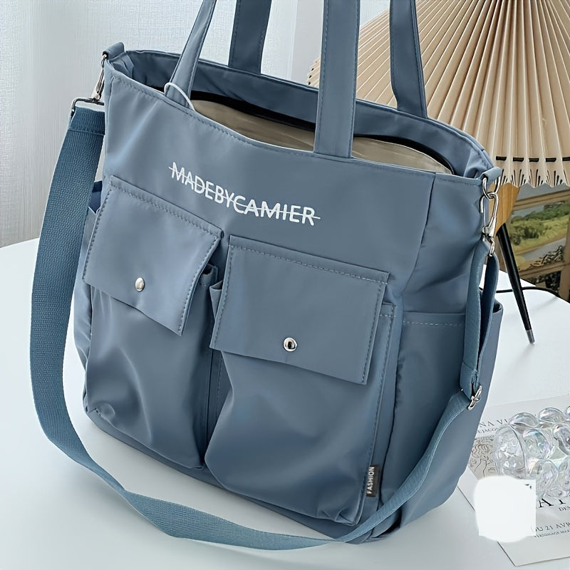 Large Capacity Heavy-Duty Nylon Tote Bag Compatible for //Travel - Multi-Pocket Handbag with Wrist Strap, Zipper Closure & Hand Washable - / Casual Professional Bag