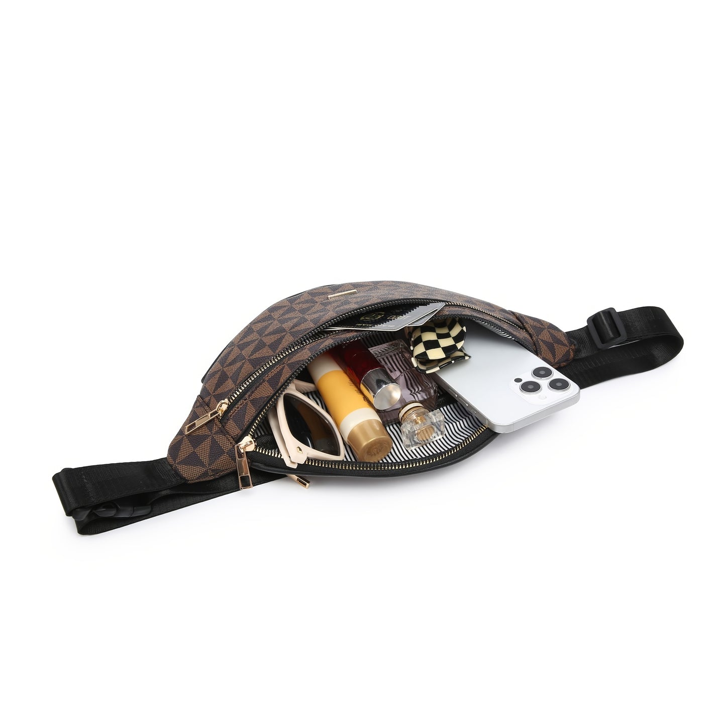 RAGSTO Waist Belt Bag With Adjustable Strap And Golden Hardware