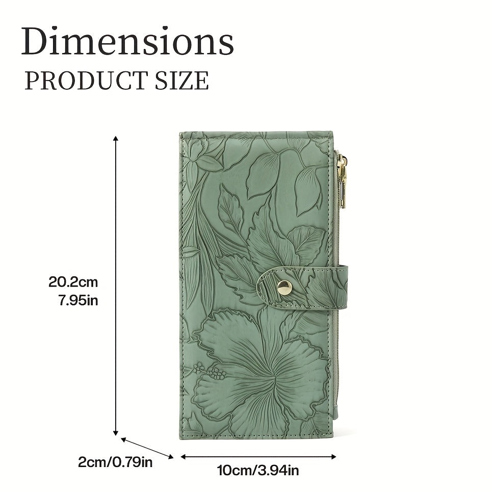 Women's Ultra-Thin RFID Blocking Wallet, Double Zipper Pocket, Slim Lightweight Clutch Card Bag