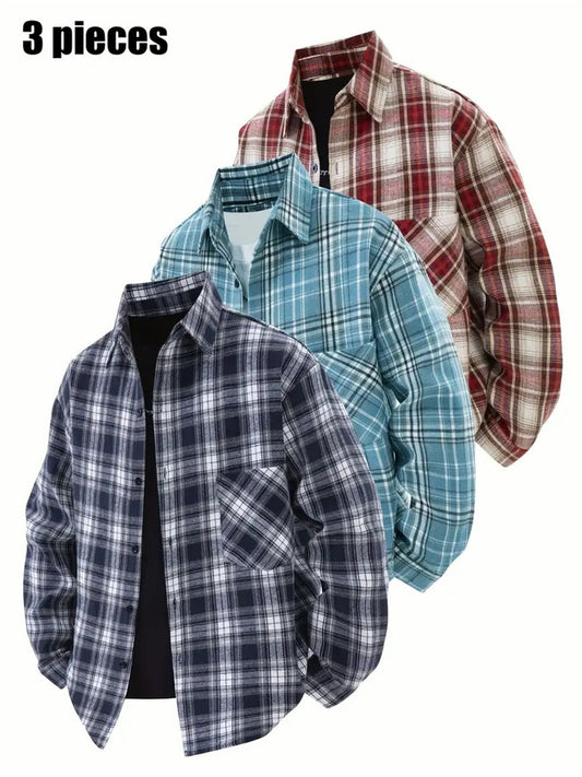 Men's Plaid Collar Shirt for Outdoor Activities and Running